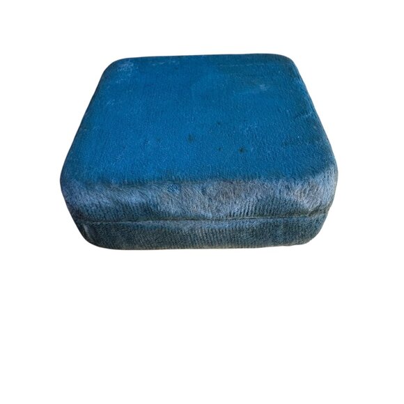 Vintage E.B. Horn Co. Jewelry Box Velvet Square 2” Blue Hinged Lid - Picture 7 of 9